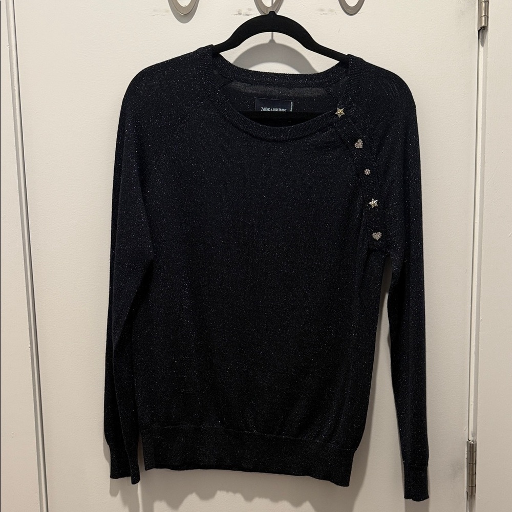 Zadig & Voltaire Dark Blue Sweater with Star and Heart Details
